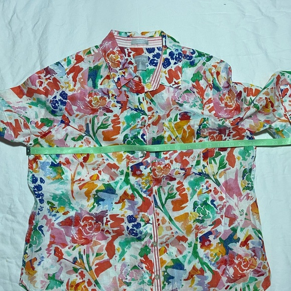 Chico's Colorful Linen Button-Up Blouse - Picture 5 of 7